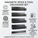 CARLA HOME 5 Pack Magnetic Spice Rack for Fridge Kitchen with Hook Bar