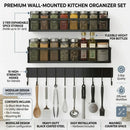 CARLA HOME 3 Pack Magnetic Spice Rack for Fridge Kitchen with Hook Bar
