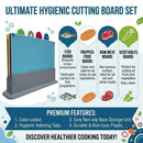 CARLA HOME 4 Pcs Colour Coded Cutting Board Set with Stand for Kitchen Organisation