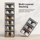 CARLA HOME 18-Pack Shoe Storage Boxes - Clear Stackable - Black - Shoe Box Storage