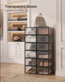 CARLA HOME 18-Pack Shoe Storage Boxes - Clear Stackable - Black - Shoe Box Storage