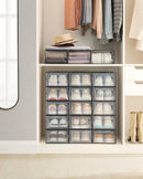 CARLA HOME 18-Pack Shoe Storage Boxes - Clear Stackable - Black - Shoe Box Storage