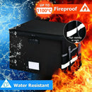 CARLA HOME Fireproof Document Box with Lock - Collapsible Black - Glass Fiber - Reflective Strip Design