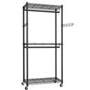 CARLA HOME Double Rail Garment Rack with Shelves - Rolling - Portable Wardrobe