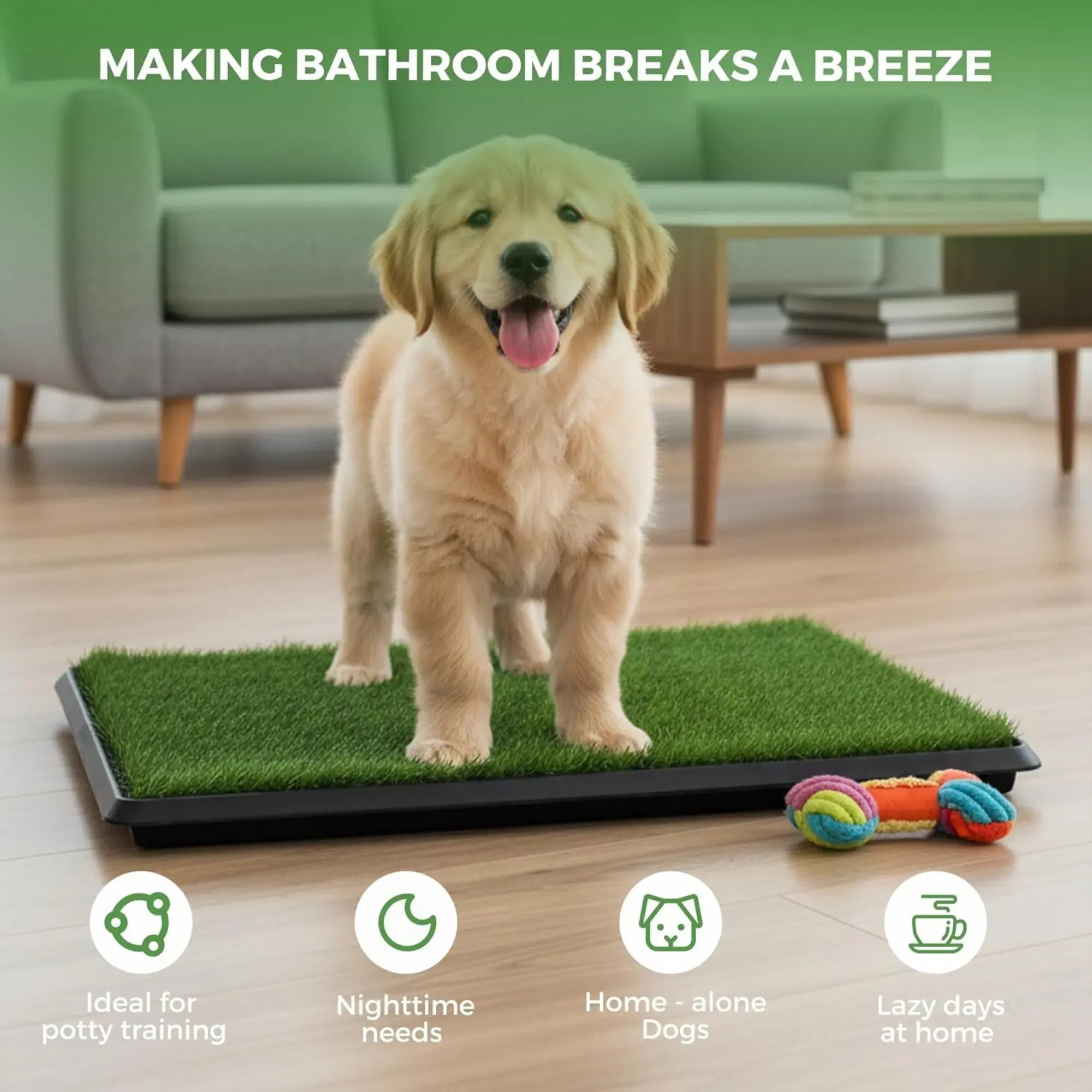 CARLA HOME Dog Grass Pad with Tray - 3-Layer - Outdoor - Puppy Potty Pad Grass