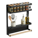 CARLA HOME Magnetic Refrigerator Spice Rack - 2 Tier Fridge Organiser - Black