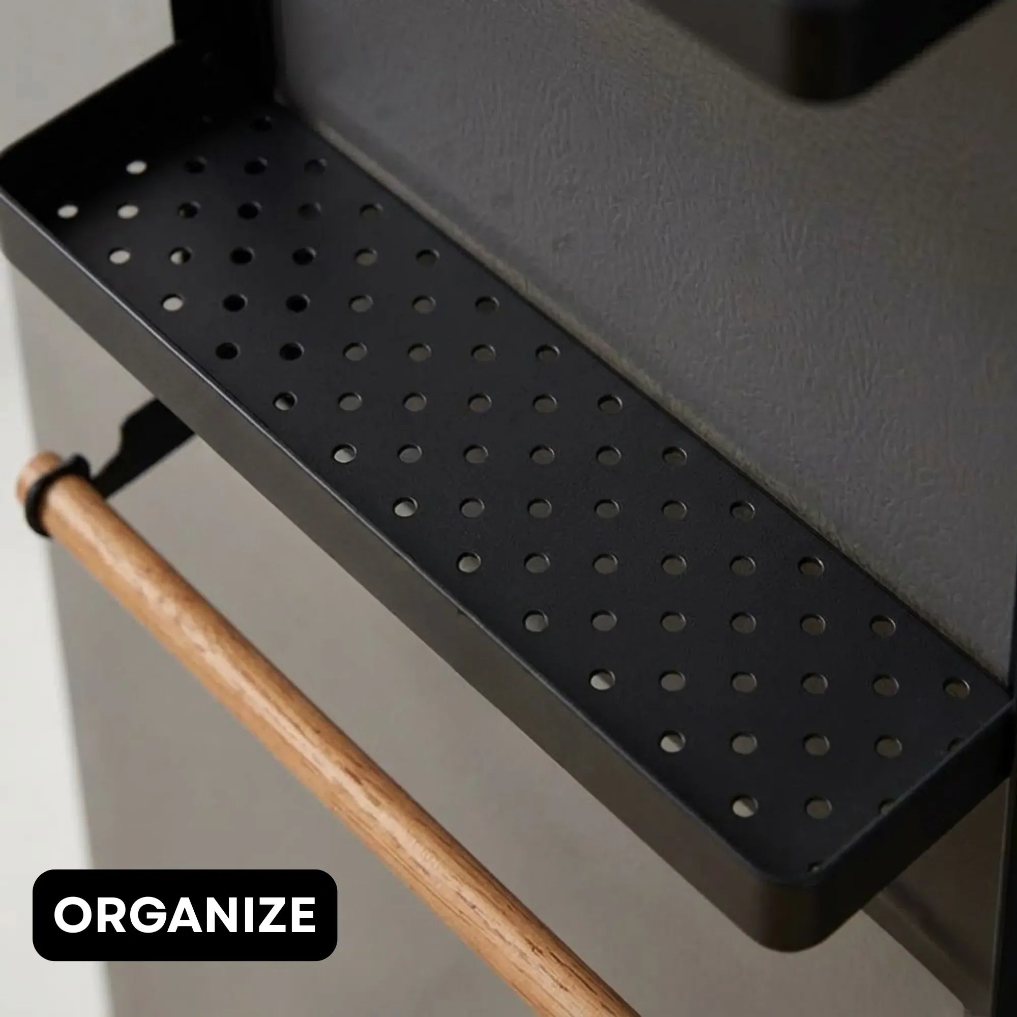 CARLA HOME Magnetic Refrigerator Spice Rack - 2 Tier Fridge Organiser - Black
