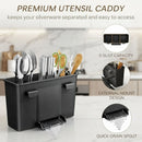 CARLA HOME Dish Drying Rack with Drainboard & Utensil Holder for Kitchen (Black)