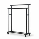 CARLA HOME Double Rod Clothes Rack with Wheels, Metal, Portable Wardrobe Rack