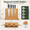CARLA HOME Magnetic Knife Block, Bamboo Double Sided Holder up to 30cm Knives Kitchen