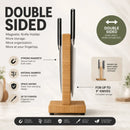 CARLA HOME Magnetic Knife Block, Bamboo Double Sided Holder up to 30cm Knives Kitchen