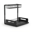 CARLA HOME 2 Tier Under Sink Organiser - Sliding Drawer - Black - Adjustable Under Sink Organiser