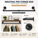 CARLA HOME 2-Pack Wall Mounted Industrial Pipe Clothes Rack - Black - Storage Rack