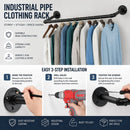 CARLA HOME 2-Pack Wall Mounted Industrial Pipe Clothes Rack - Black - Storage Rack