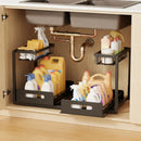 CARLA HOME Under Sink Organiser 2-Pack - Sliding Drawer - Black - Adjustable Under Sink Organiser