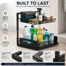 CARLA HOME Under Sink Organiser 2-Pack - Sliding Drawer - Black - Adjustable Under Sink Organiser
