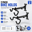 CARLA HOME 2-Pack Bike Wall Mount Rack - Adjustable Hook - Black - Adjustable Fixed Bike