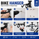 CARLA HOME 2-Pack Bike Wall Mount Rack - Adjustable Hook - Black - Adjustable Fixed Bike