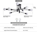 Modern Semi Flush Chandelier, 8 Light, Black