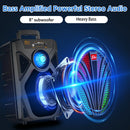2000W Portable Bluetooth Speaker with Subwoofer, Black, Karaoke Mic, 8" Woofer