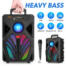 2000W Portable Bluetooth Speaker with Subwoofer, Black, Karaoke Mic, 8" Woofer