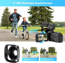 5K Video Camera with 56MP Dual Lens, WiFi, IR Night Vision, and 64GB SD Card in Black