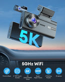 5K Dash Cam with 4" Screen, 5GHz WiFi, GPS, 128GB Card, and Hardware Kit