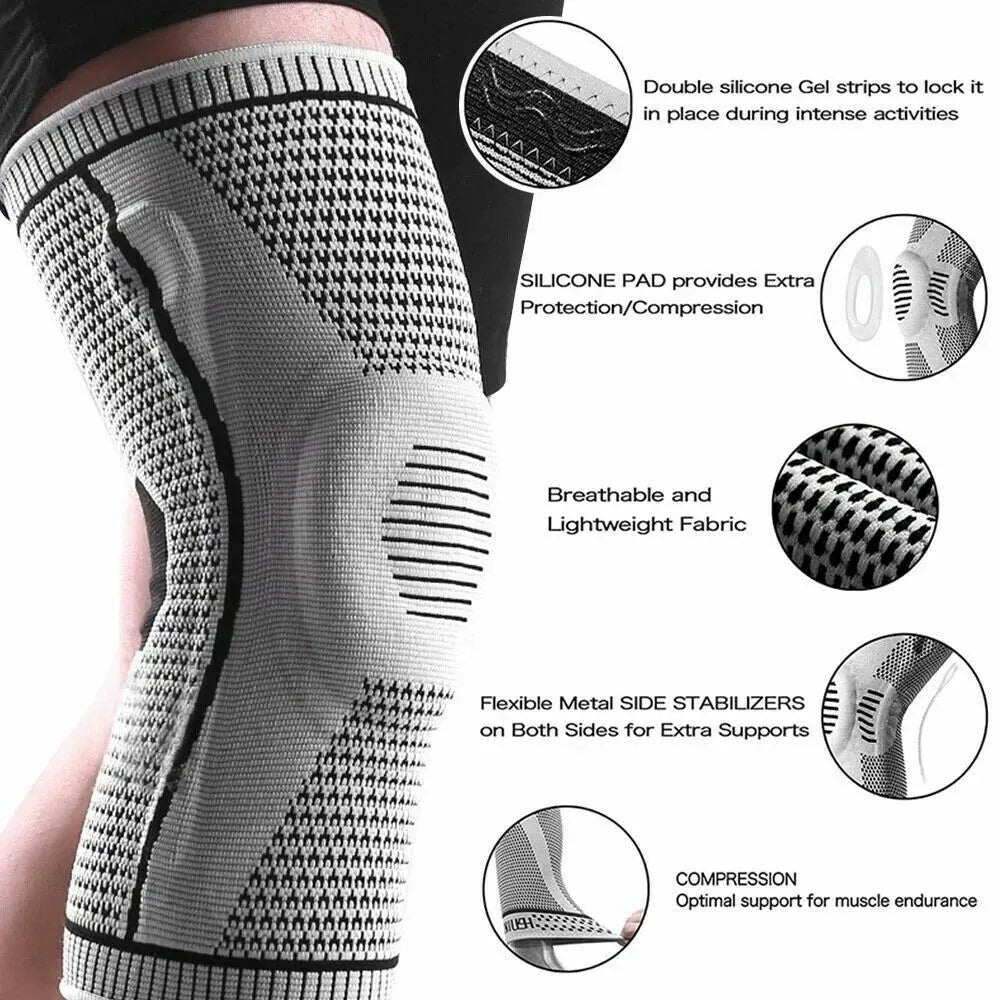 Black Knee Compression Sleeve for Sports Support, Size XL