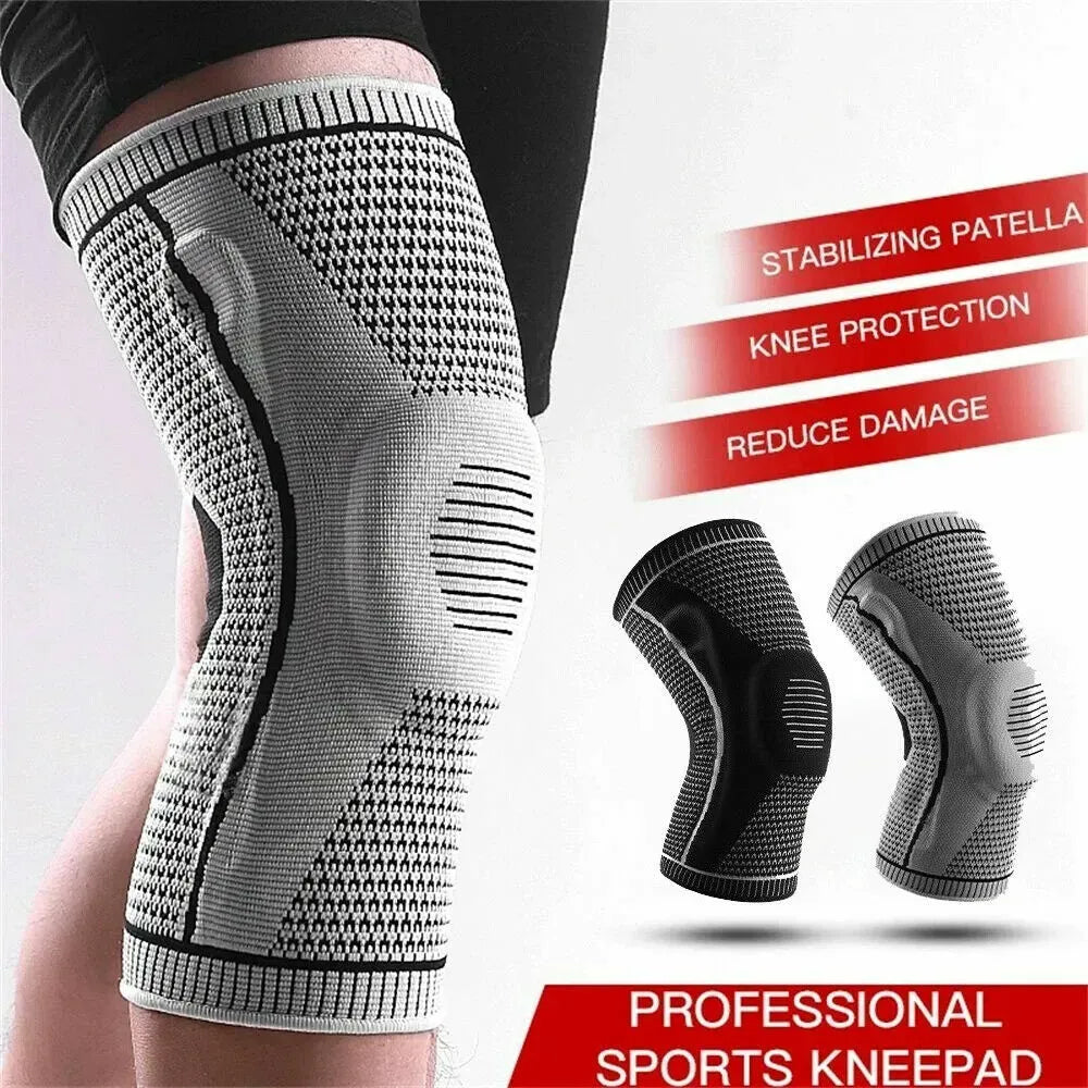 Silicone Knee Compression Sleeve in Gray for Arthritis Support, Size XL