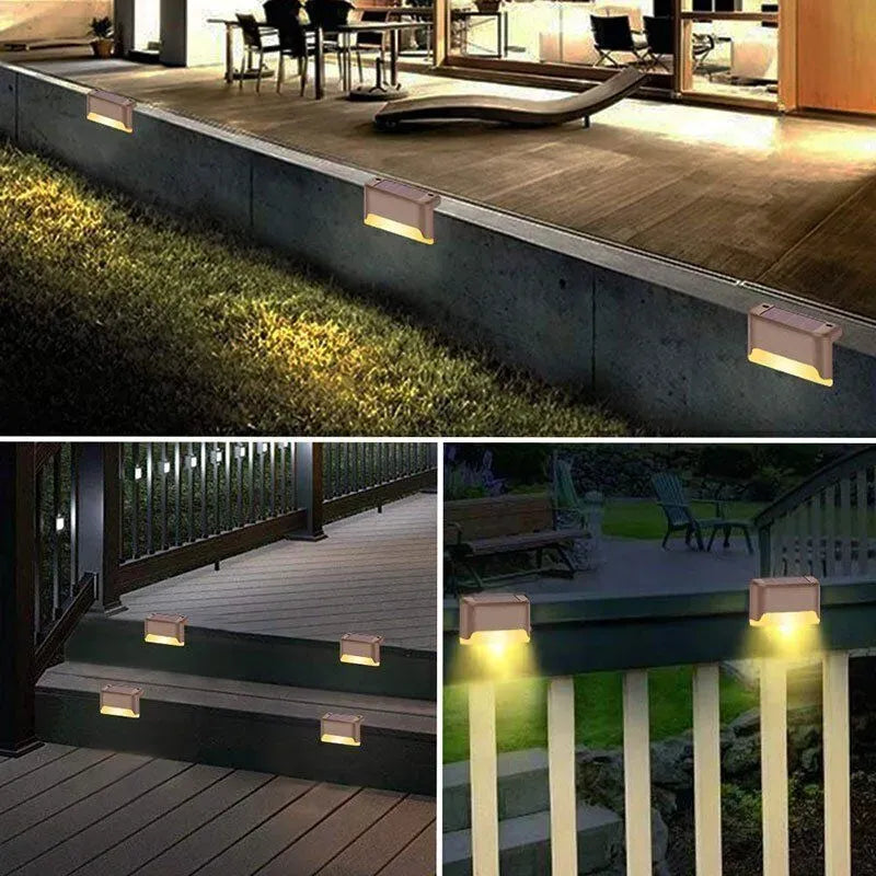 Multicoloured warm Outdoor Solar LED Deck Lights - Warm White, Black, 8-Pack for Garden, Patio, Pathway, Stairs