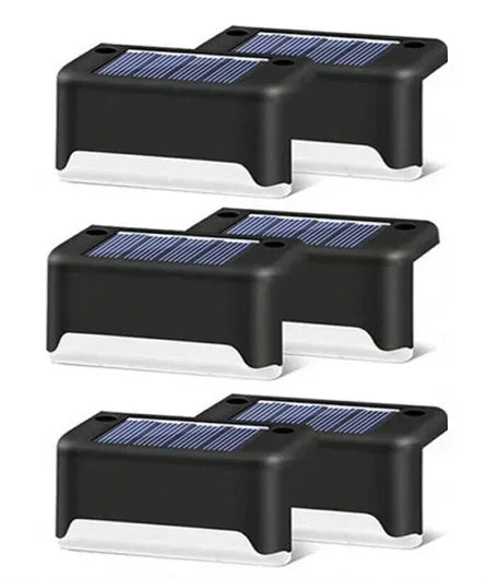 Multicoloured warm Solar LED Deck Lights - 8-Pack Black Outdoor Pathway and Step Lamps