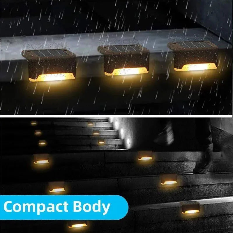 Multicoloured warm Outdoor Solar LED Deck Lights - Warm White, Black, 12-Pack for Garden, Patio, Pathway, Stairs