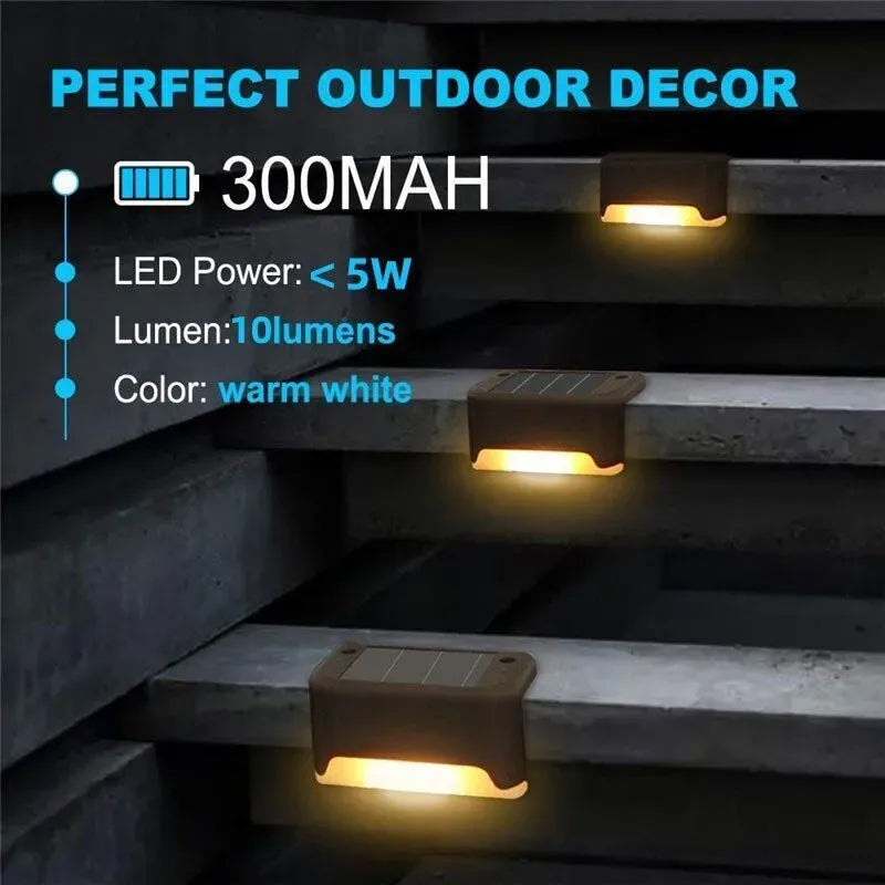 Multicoloured warm Outdoor Solar LED Deck Lights - Warm White, Black, 12-Pack for Garden, Patio, Pathway, Stairs