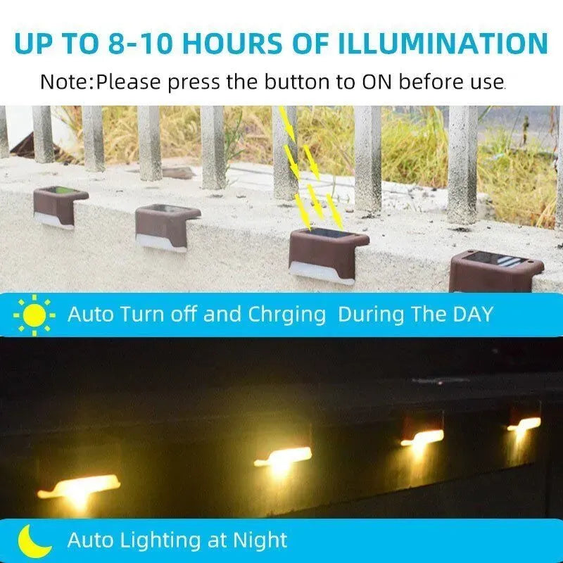 Multicoloured warm Outdoor Solar LED Deck Lights - Warm White, Black, 12-Pack for Garden, Patio, Pathway, Stairs
