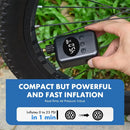 Mini Electric Bike Tyre Pump Black 150 PSI with Digital Gauge for Presta and Schrader Valves