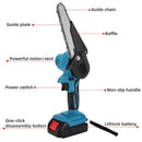 6" Cordless Electric Chainsaw in Blue - Portable Handheld Wood Cutter