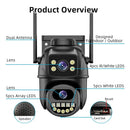 4K 8MP Wireless IP Camera in Black with Outdoor PTZ and Night Vision
