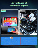 Portable 9" Black Car Stereo Radio with Wireless Apple CarPlay and Android Auto