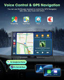 Portable 9" Black Car Stereo Radio with Wireless Apple CarPlay and Android Auto