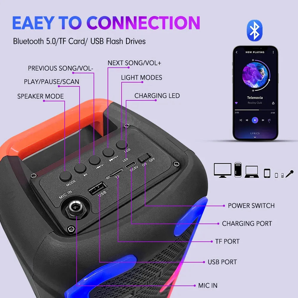 Portable Black Wireless Bluetooth Speaker