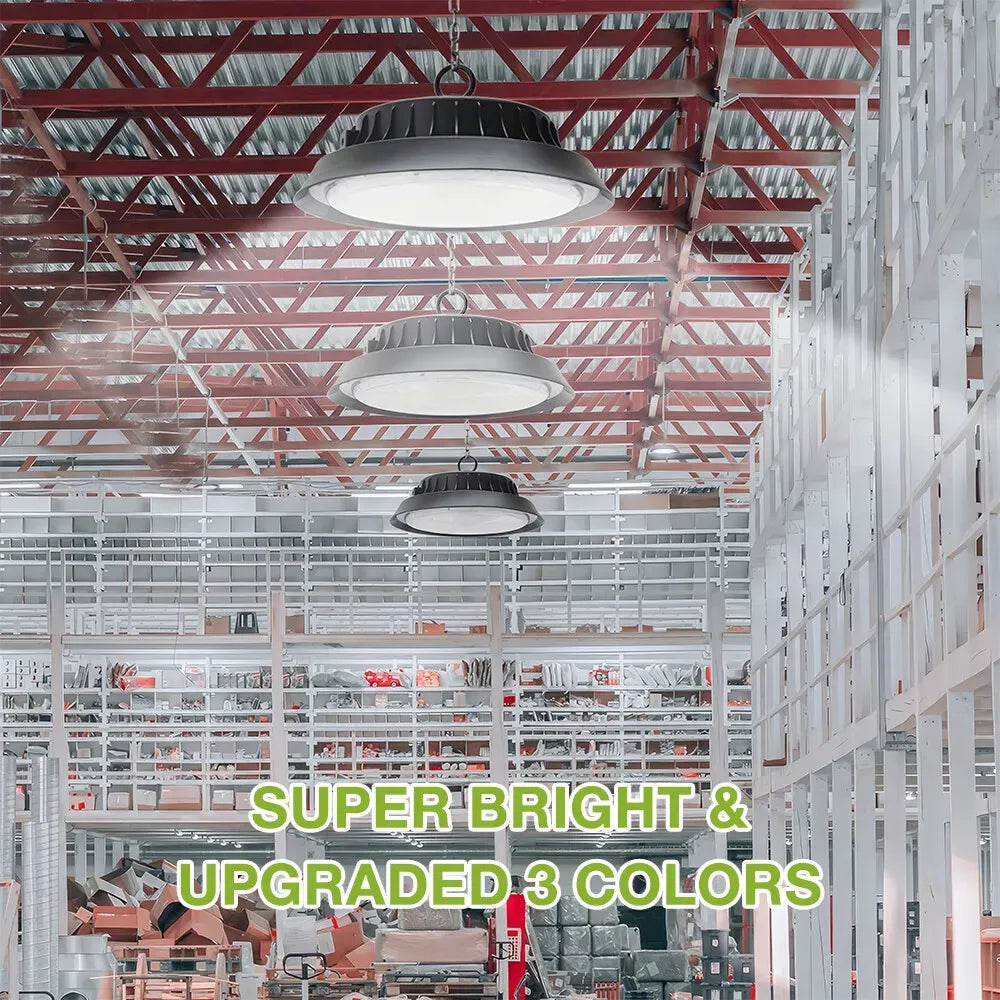Solar Power Outdoor UFO LED High Bay Light 100W Black for Shed Garage Shop