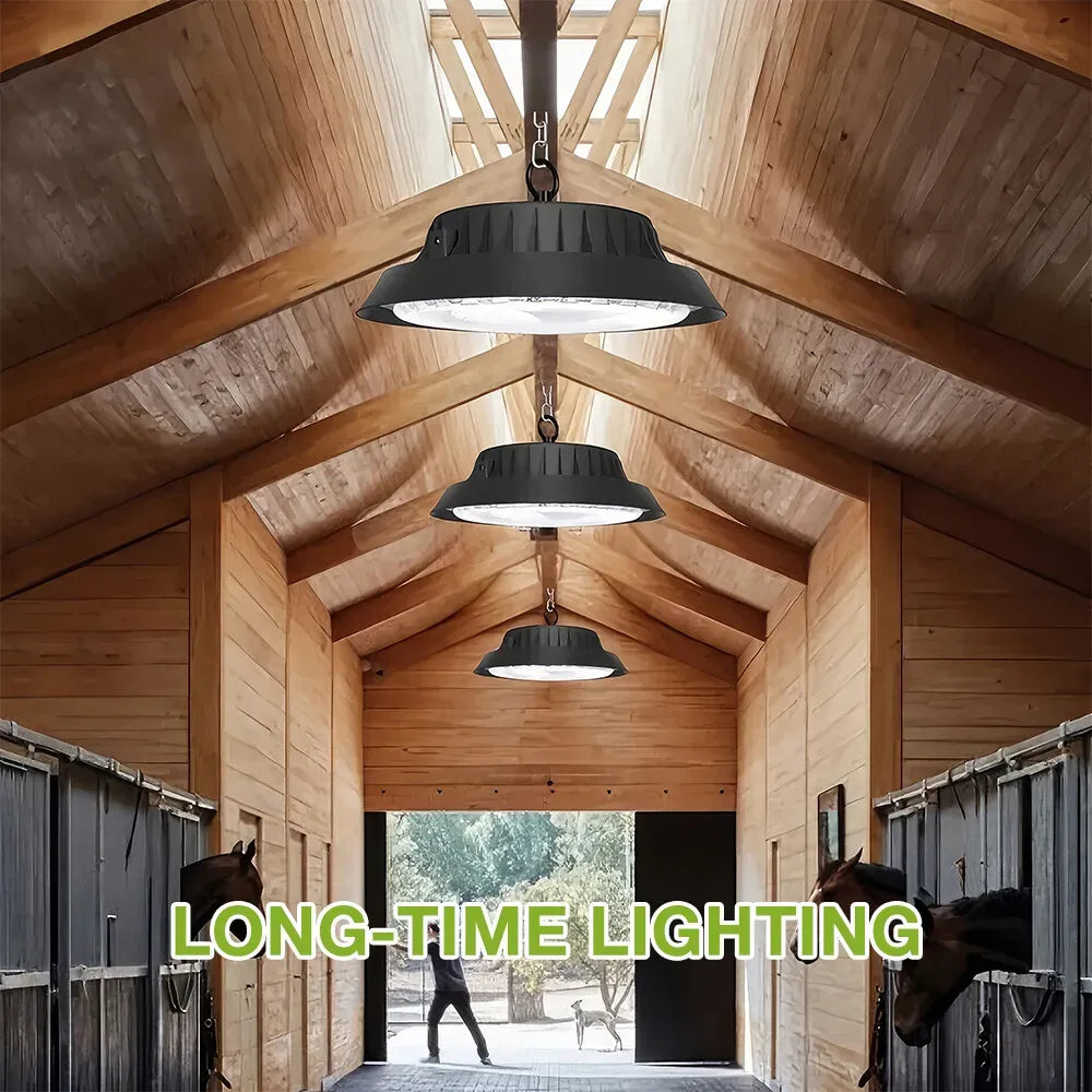 Solar Power Outdoor UFO LED High Bay Light 100W Black for Shed Garage Shop