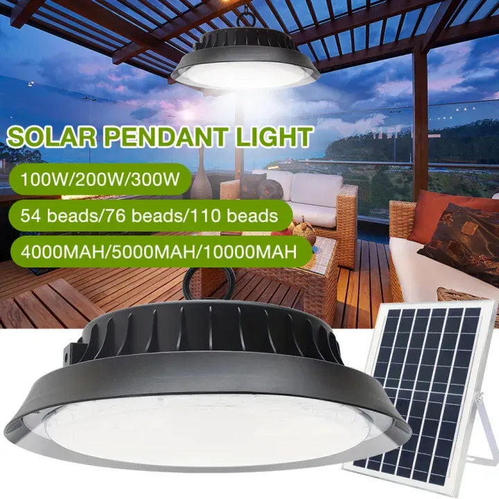 Solar Power Outdoor UFO LED High Bay Light 100W Black for Shed Garage Shop