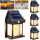 4 Pack Black Solar Wall Light with Motion Sensor and 3 Lighting Modes - 2x