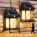 4 Pack Black Solar Wall Light with Motion Sensor and 3 Lighting Modes - 4x