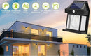 4 Pack Black Solar Wall Light with Motion Sensor and 3 Lighting Modes - 4x