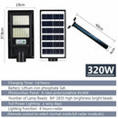 Solar Street LED Light with Radar Sensor, Black, 320W, Outdoor Flood Wall Lamp