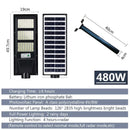 Solar Street LED Light with Radar Sensor, Black, 480W, Remote Control, Outdoor Flood Wall Lamp