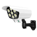 White 77 LED Solar Motion Sensor Light with Remote, Black Outdoor Security Flood Lamp