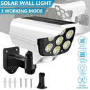 White 77 LED Solar Motion Sensor Light with Remote, Black Outdoor Security Flood Lamp